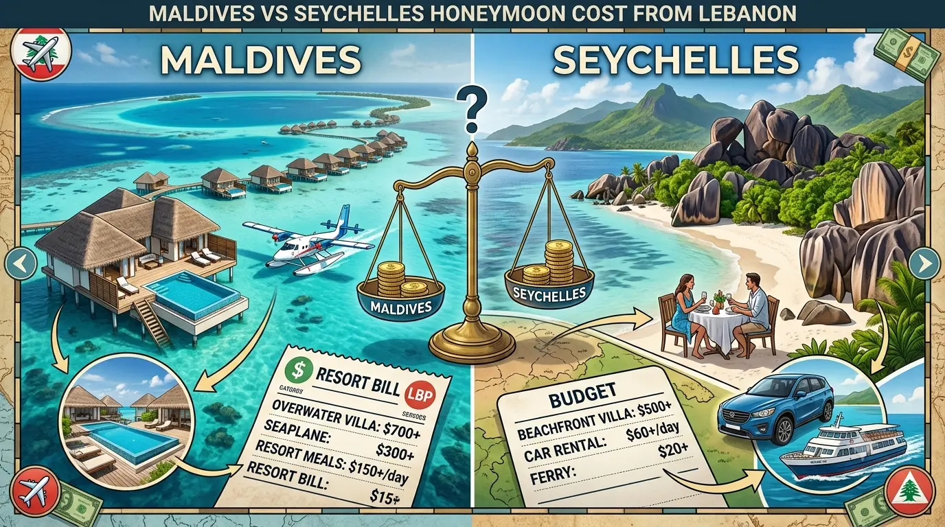 Maldives or Seychelles Honeymoon Cost from Lebanon