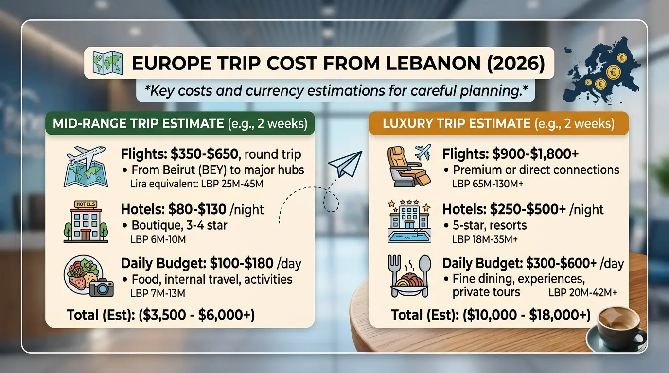 Cost of a Trip to Europe from Lebanon in 2026