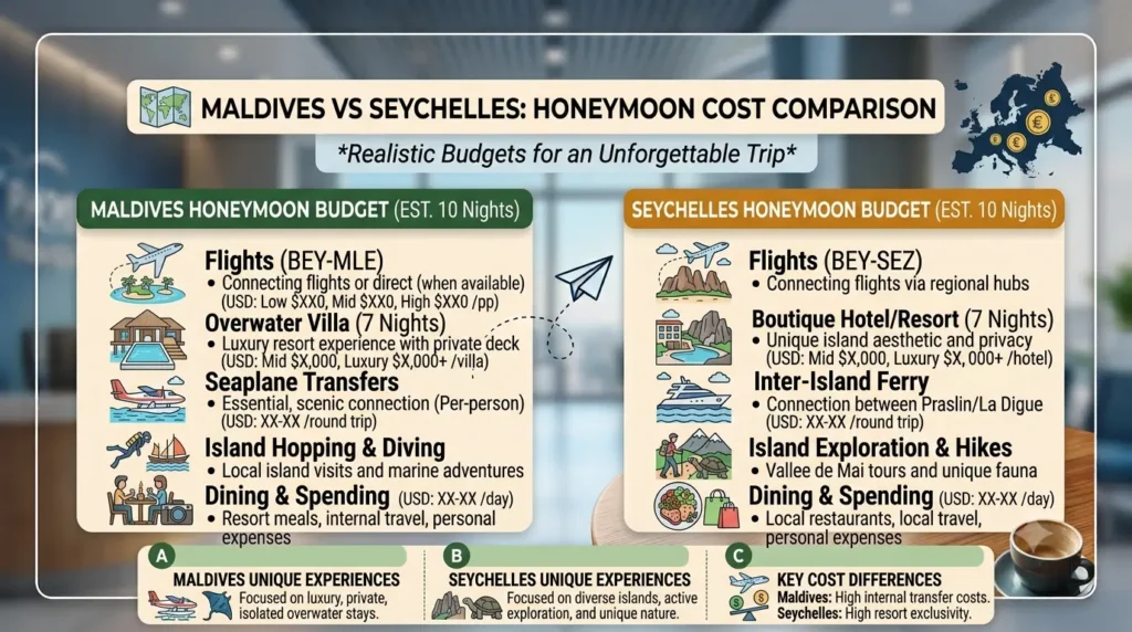 Maldives or Seychelles Honeymoon Cost from Lebanon