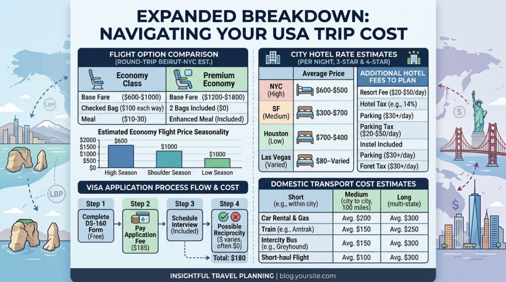 Cost of a Trip to the USA From Lebanon: Full Breakdown