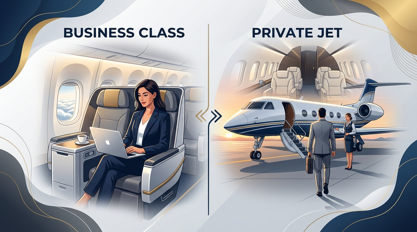 Business Class vs Private Jet: A Corporate Comparison